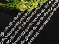 2.5ft Rosary Chain with 4mm Diamond Cut Faceted Beads, Shiny Silver Finish, Beaded Chain with Metal Beads, CLEARANCE