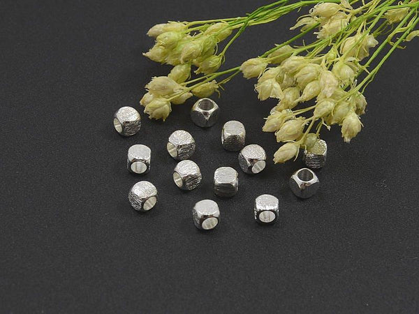 Sterling Silver Textured Square Artisan Spacer Beads (one bead