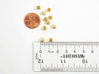 Brushed Cube Jewelry Beads in 22K GOLD Plating, 4mm with 2.5mm Hole, 100 Pieces per Order, CLEARANCE (B002BG-4MM)