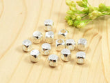 Brushed Cube Jewelry Beads in STERLING SILVER Plating, 4mm with 2.5mm Hole, 100 Pieces, CLEARANCE (B002B-S4MM100)