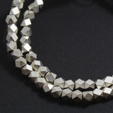 Diamond Cut Faceted Jewelry Beads in MATTE SILVER, 3.5mm Beads with 1.8mm Hole, 1 Strand (90+ Pieces), Clearance (B001-35-MS)