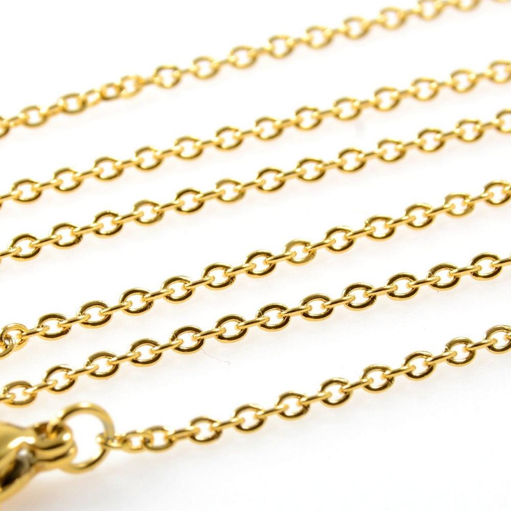Necklace Cable Chain in 18", 20", and 24", Stainless Steel Necklace Link Chain in Gold with Lobster Claw Ready to Wear (CNST001G) - UniqueBeadsNY