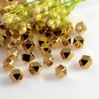 4mm Diamond Cut Faceted Raw Brass Jewelry Beads with 2mm Hole (B001-4-BR)