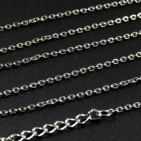 Necklace Cable Chain in 16", 20", 18" or 24", with 1" Extender and Lobster, Wholesale Stainless Steel Chain Necklace (CNST001-24-S)