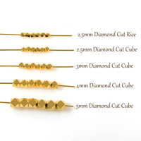 Diamond Cut Faceted Jewelry Beads in 22K GOLD Plating, 2.5mm with 1.3mm Hole, 200 Pieces per Order, CLEARANCE (B001G-25MM)