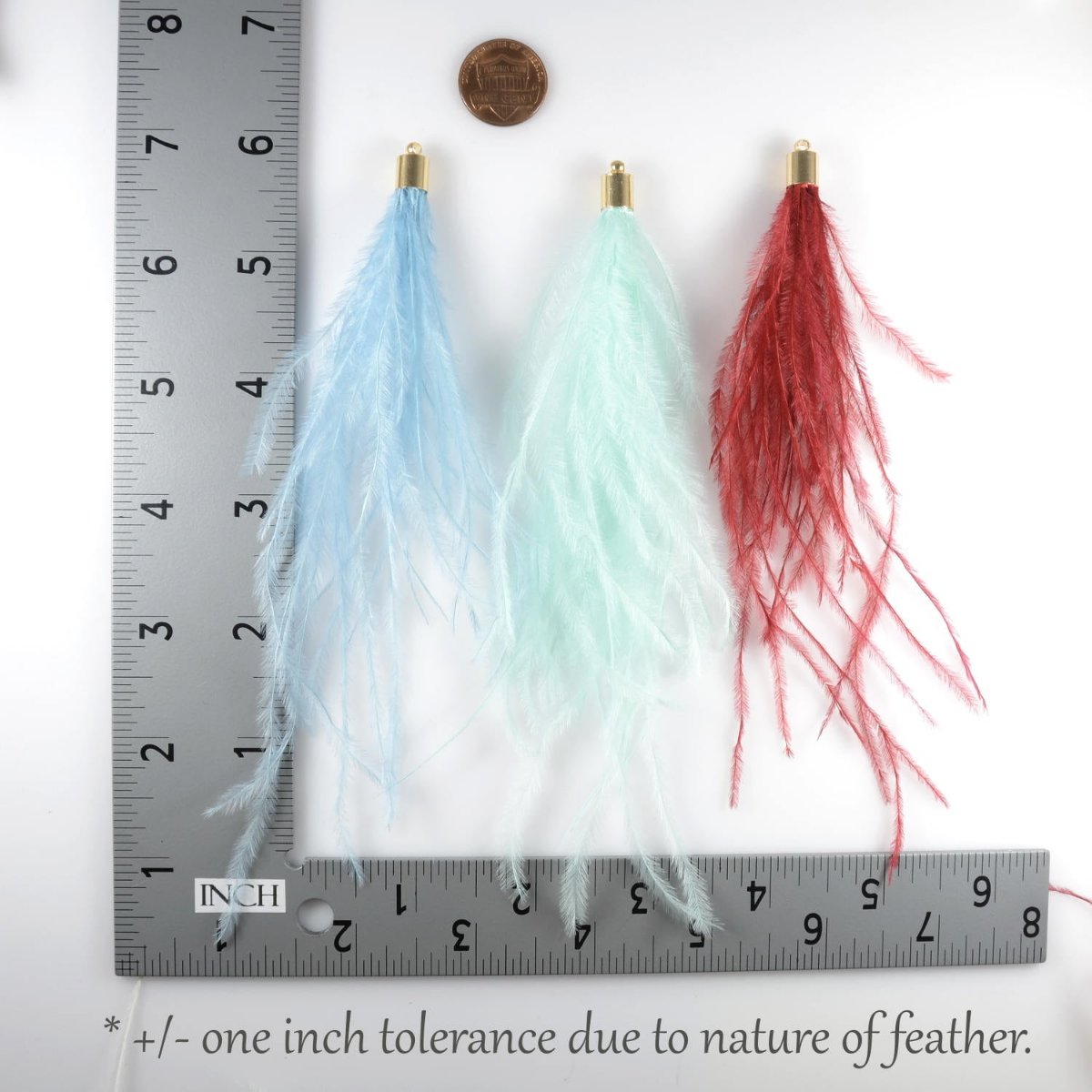 Ostrich Feather Jewelry Tassel in RED for Jewelry Making and Crafting, 2 PCs (FOBS001-RD) - UniqueBeadsNY