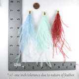 Ostrich Feather Jewelry Tassel in WHITE for Jewelry Making and Crafting, 2 PCs (FOBS001-WT)