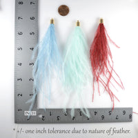 Ostrich Feather Jewelry Tassel in CORAL PINK for Jewelry Making and Crafts, 2 PCs (FOBS001-CPK)