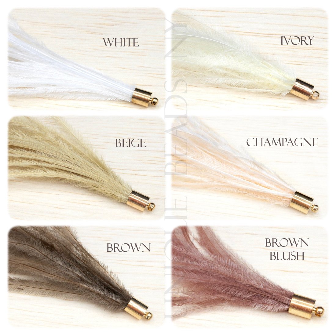 Ostrich Feather Jewelry Tassel in GRAY for Jewelry Making and Crafts, 2 PCs (FOBS001-GY) - UniqueBeadsNY