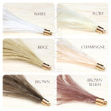Ostrich Feather Jewelry Tassel in BEIGE for Jewelry Making and Crafts, 2 PCs (FOBS001-BE)