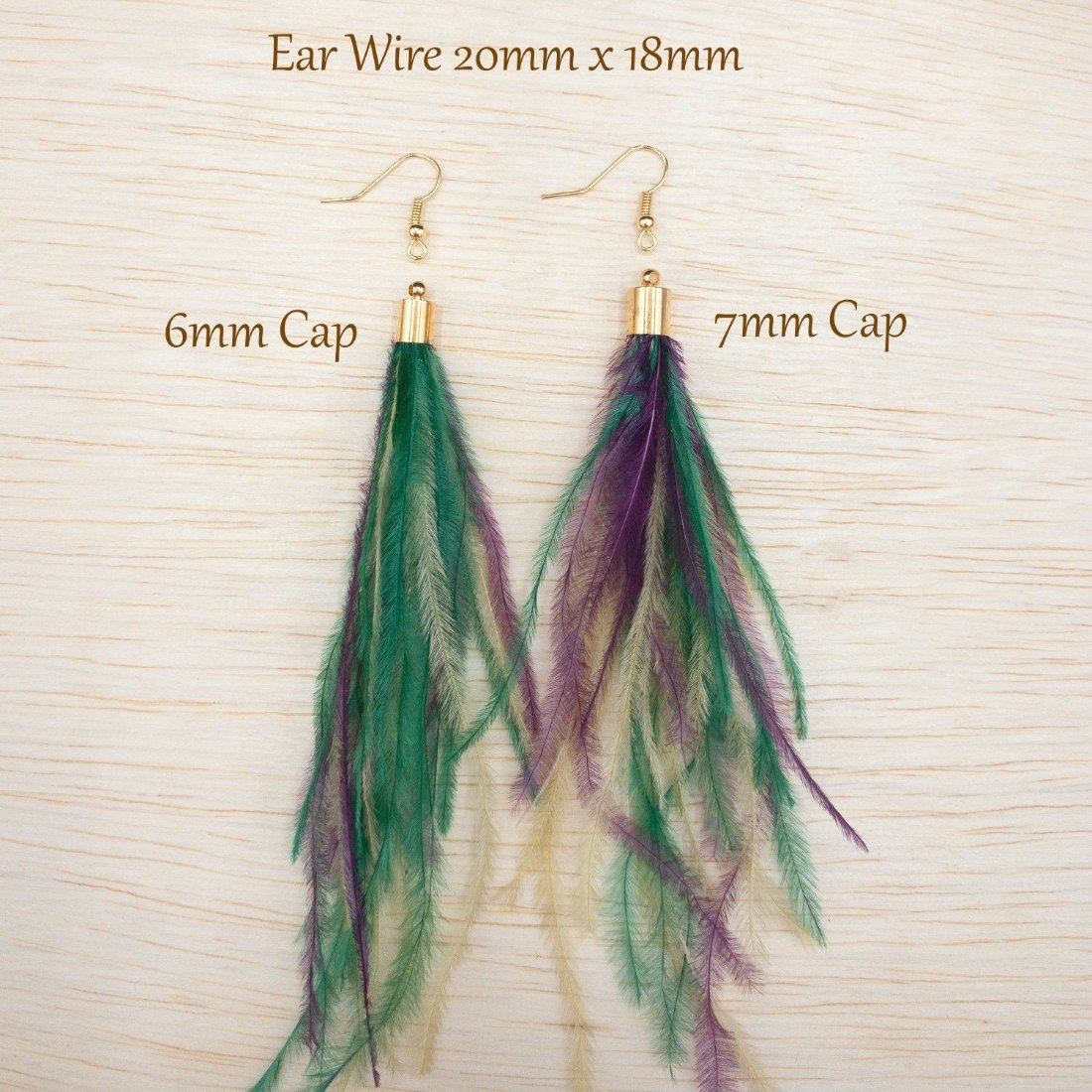 Ostrich Feather Jewelry Tassel in LIGHT GREEN for Jewelry Making and Crafts, 2 PCs (FOBS001-LG) - UniqueBeadsNY