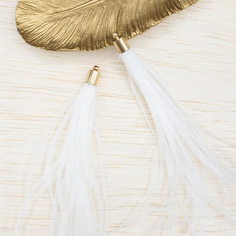 Ostrich Feather Jewelry Tassel in WHITE for Jewelry Making and Crafting, 2 PCs (FOBS001-WT) - UniqueBeadsNY