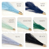 Ostrich Feather Jewelry Tassel in BLACK for Jewelry Making and Crafts, With Gold or Silver Caps, 2 PCs (FOBS001-BK)
