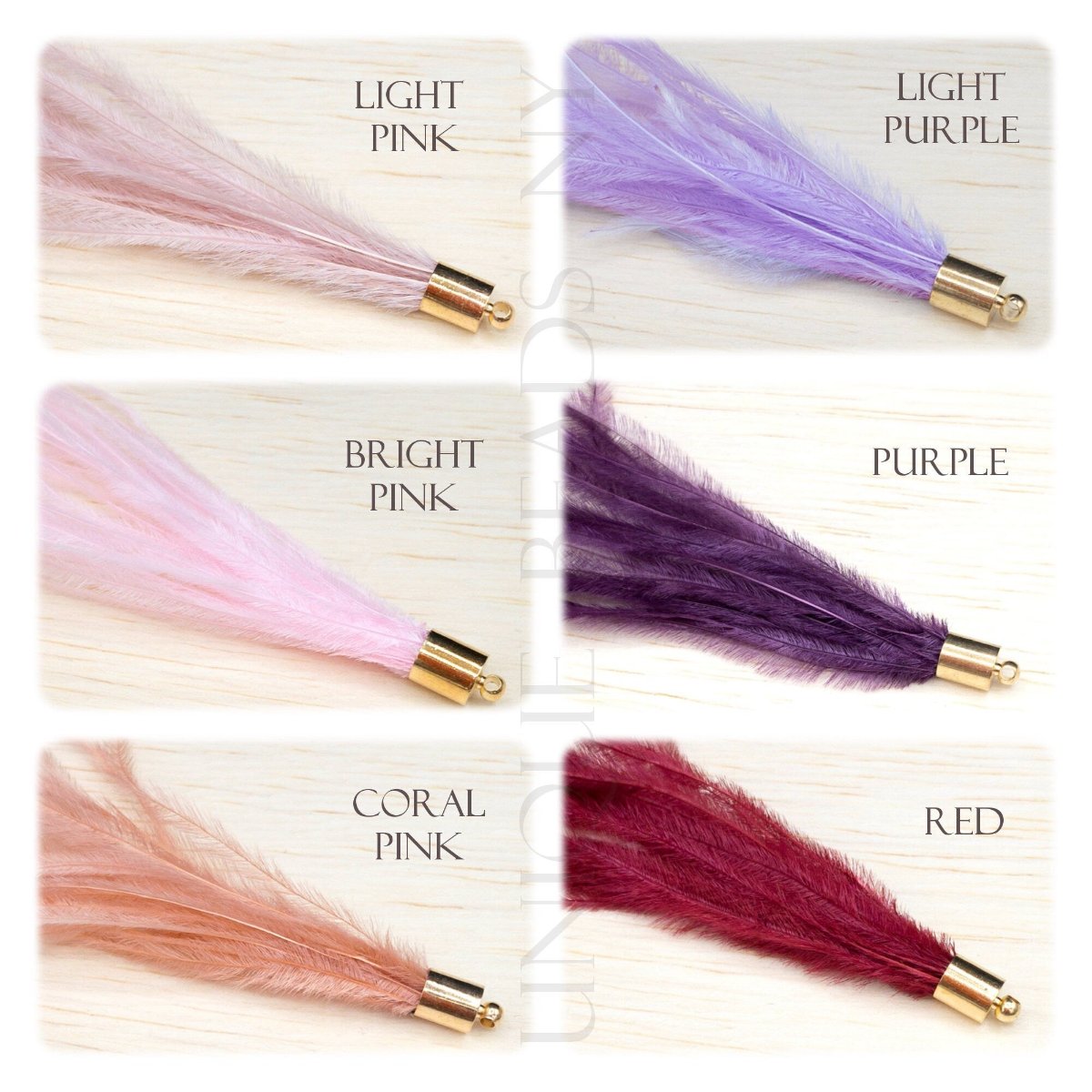 Ostrich Feather Jewelry Tassel in Bright MARDI GRAS Theme, for Jewelry Making and Crafts, 2 PCs (FOBS001-BMG) - UniqueBeadsNY