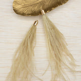 Ostrich Feather Jewelry Tassel in BEIGE for Jewelry Making and Crafts, 2 PCs (FOBS001-BE)