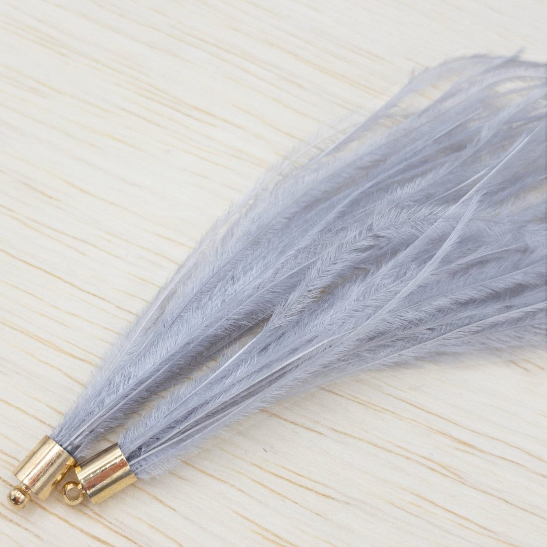 Ostrich Feather Jewelry Tassel in GRAY for Jewelry Making and Crafts, 2 PCs (FOBS001-GY) - UniqueBeadsNY