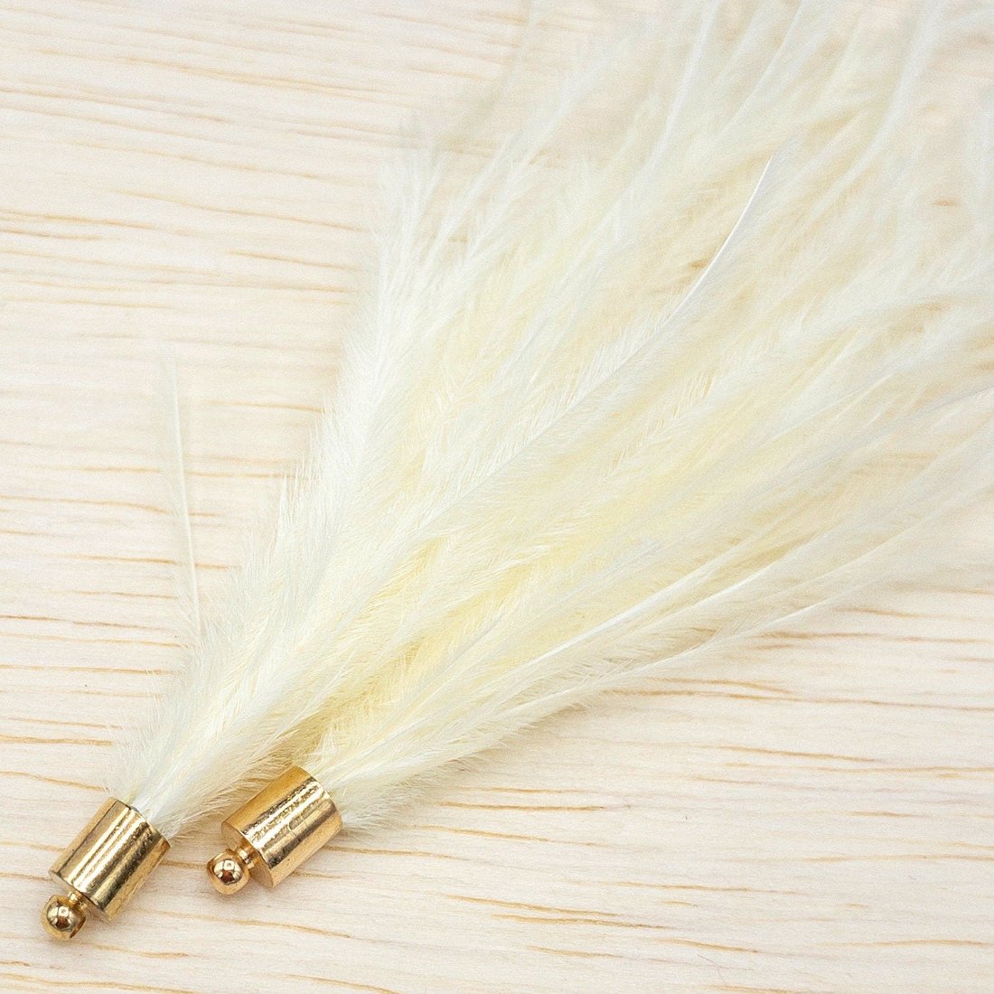 Ostrich Feather Jewelry Tassel in IVORY for Jewelry Making and Crafts, 2 PCs, (FOBS001-IV) - UniqueBeadsNY
