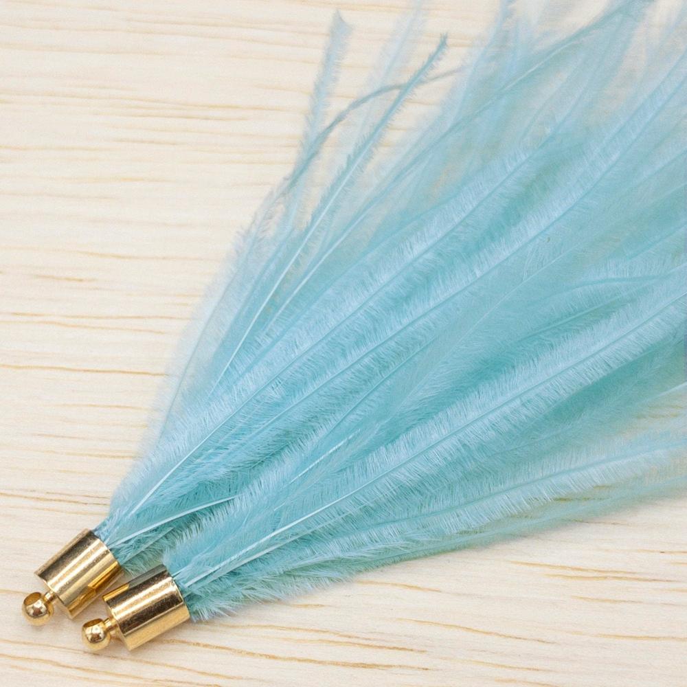 Ostrich Feather Jewelry Tassel in LIGHT BLUE for Jewelry Making and Crafts, 2 PCs (FOBS001-LB) - UniqueBeadsNY