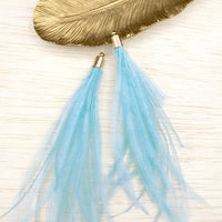 Ostrich Feather Jewelry Tassel in LIGHT BLUE for Jewelry Making and Crafts, 2 PCs (FOBS001-LB)