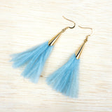 Trimmed Ostrich Feather Jewelry Tassel Pendants with Gold Cone Cap for Jewelry Making and Crafts, 6cm or 2.5", 2 PCs (FOC002)
