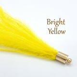 Trimmed Ostrich Feather Jewelry Tassel Pendants with Gold Cone Cap for Jewelry Making and Crafts, 6cm or 2.5", 2 PCs (FOC002)