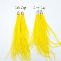 Ostrich Feather Jewelry Tassel in BRIGHT YELLOW for Jewelry Making and Crafts, 2 PCs (FOBS001-YL)