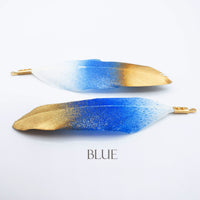 Feather Jewelry Pendants in Triple Color with Gold Dipped Tip and Metal Connector Cap for Jewelry and Crafting, 2 PCs, CLEARANCE (FD002)