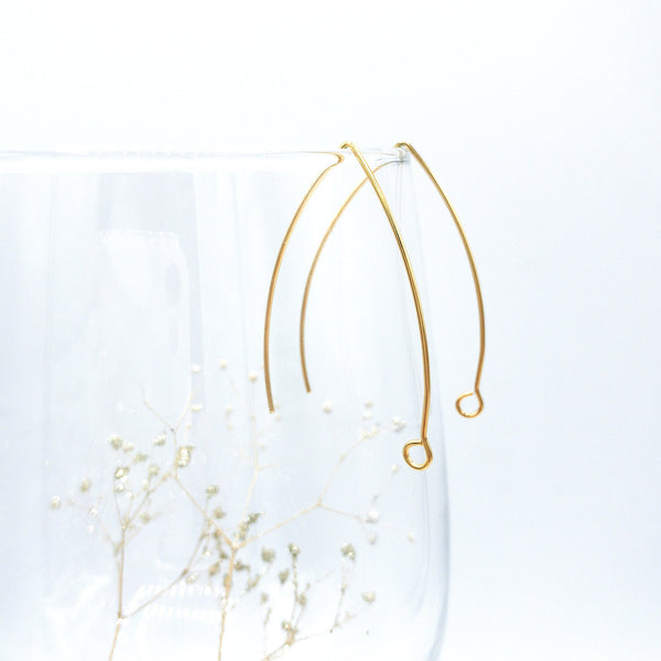 Earring Wires V Shape, 18K Gold Plated Stainless Steel, 40mm x 27mm with 0.8mm Wire, RETAIL & WHOLESALE Marquise Ear Wire (STER-0012-G)