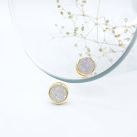 Natural White Druzy Stud Earrings, 10mm Round Drusy Posts with Stainless Steel Posts - SALE