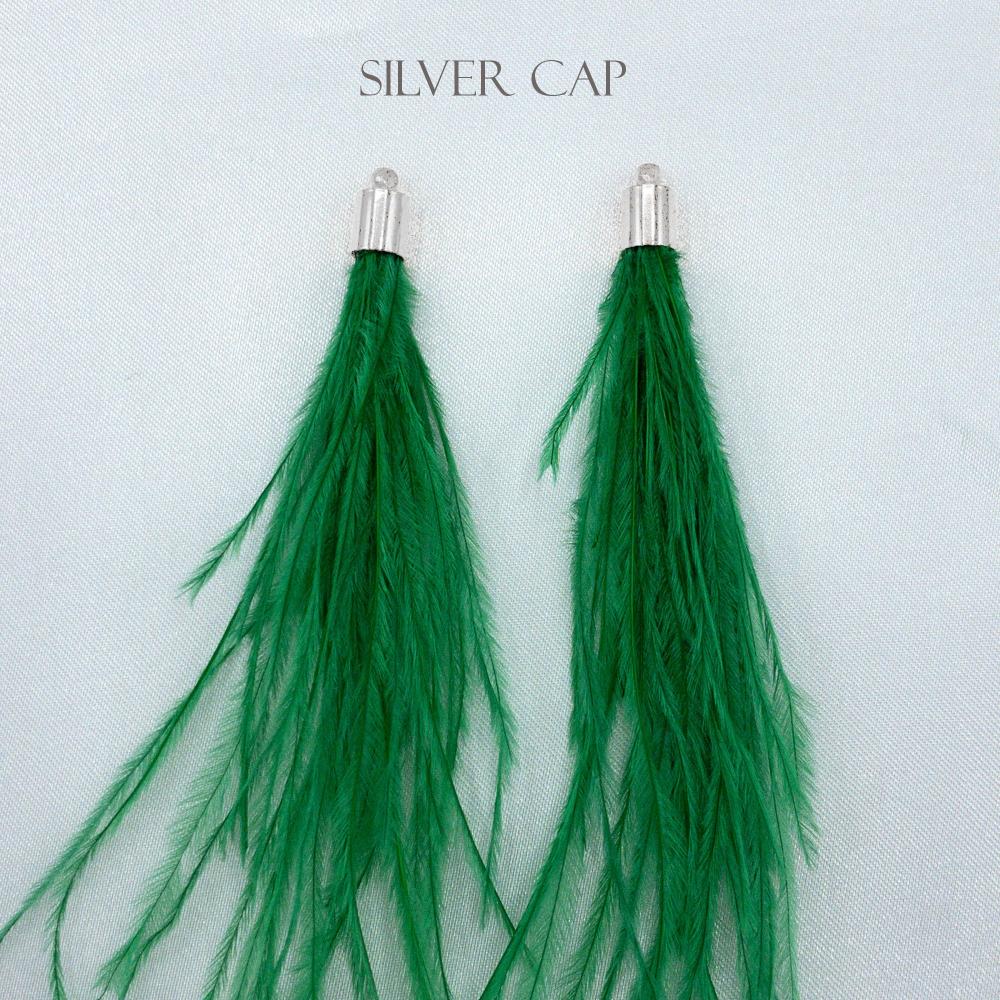 Ostrich Feather Jewelry Tassel in KELLY GREEN for Jewelry Making and Crafts, 2 PCs (FOBS001-KG) - UniqueBeadsNY