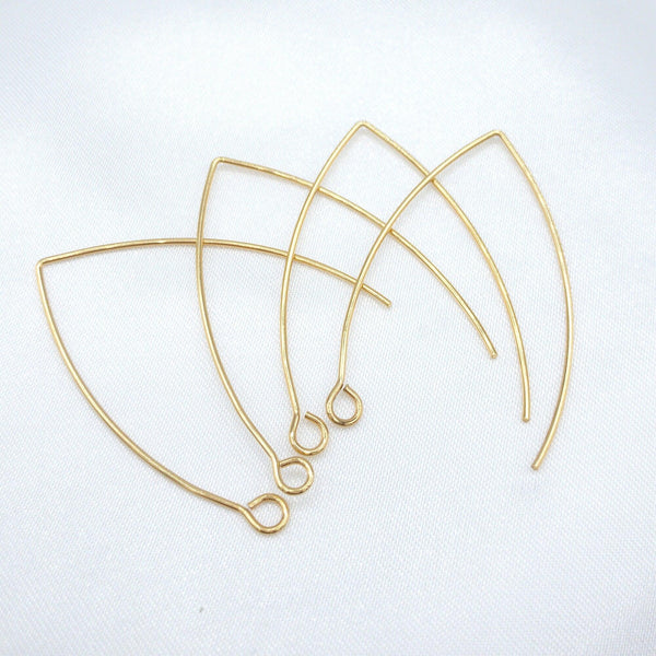 Gold filled earring wires for jewelry making, round with a large loop, ear  hooks