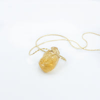 Delicate Raw Yellow Citrine Necklace, November Birthstone Dainty Necklace, Crystal Necklace, Rough Gemstone Minimalist Necklace (N030-G)