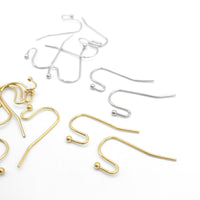 Stainless Steel Earring Hook Findings, Ear Wire with 2mm Ball, Gold Plated and Steel Color, RETAIL & WHOLESALE (STER-0014G)