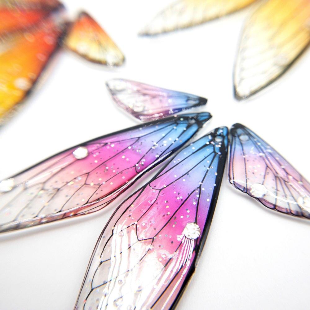 Fairy Wings with Glitters and Clear Rhinestones for Crafts, Ornament and Jewelry Making (W001) - UniqueBeadsNY