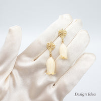 Leaf Earring Posts with Attaching Loop in 18K Gold Plating, Monstera Leaf Earring Findings, With Ear Nuts, Retail & Wholesale(BRSSER-0019G)