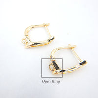 Wavy Earring Finding in 18K Gold Plating, Brass Latch-Back One-Touch Earring, Nickel Free, Retail & Wholesale (BENFER002-G)