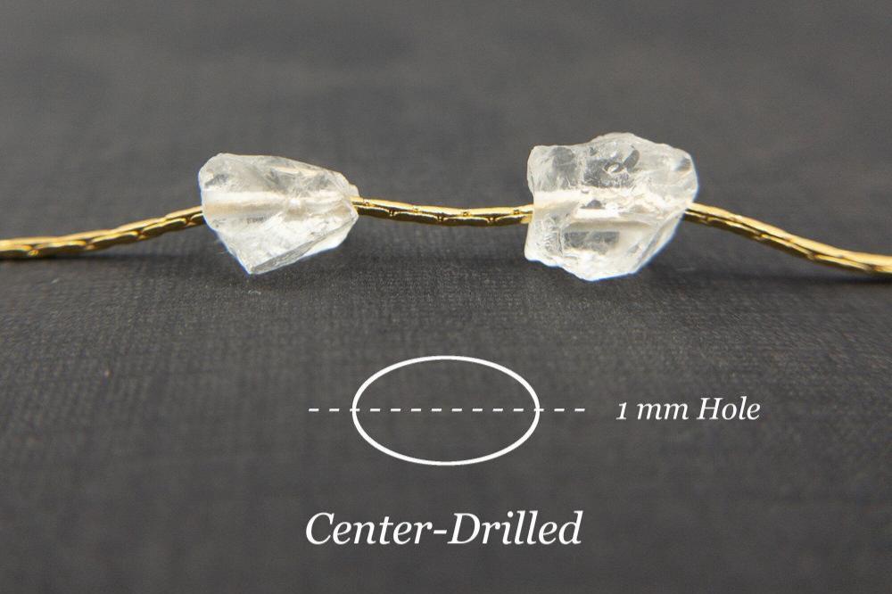 Raw CLEAR QUARTZ Gemstone, 1mm Hole Center Drill, Crown Chakra Healing Crystal, Loose Dainty Gemstone Beads, Retail & Wholesale (G14RAW) - UniqueBeadsNY