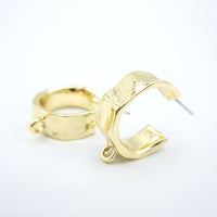 Hoop Earring Findings in Gold with 925 Sterling Silver Posts and Hammered Texture, With Ear Nuts, CLEARANCE (ALSSER001G)