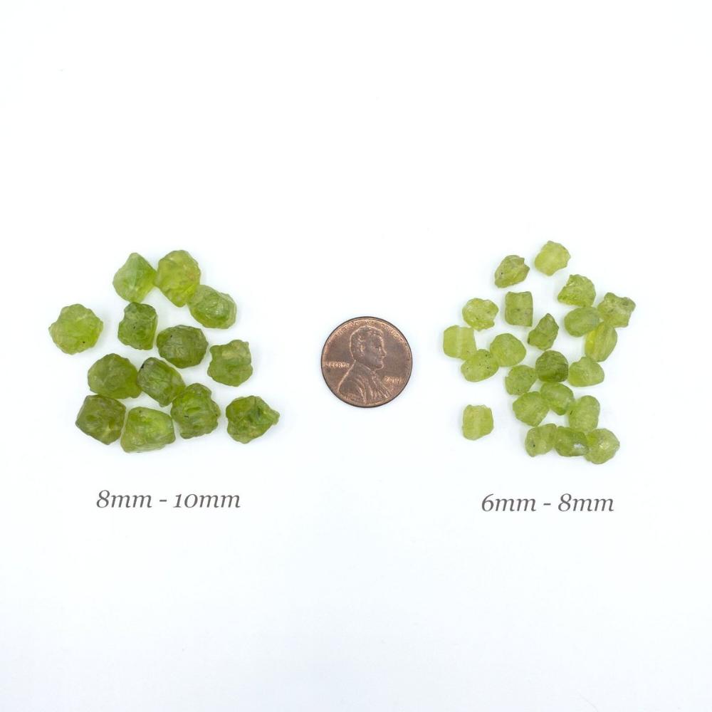 Raw PERIDOT Gemstone, Dainty AUGUST Birthstone, 1mm Hole Center Drill, Heart Chakra Healing Crystal Beads, Retail & Wholesale (G08RAW) - UniqueBeadsNY