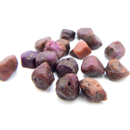 Raw RUBY Gemstone, Dainty JULY Birthstone, 1mm Hole Center Drill, Root Chakra Healing Crystal, Loose Gemstone Retail & Wholesale (G07RAW) - UniqueBeadsNY