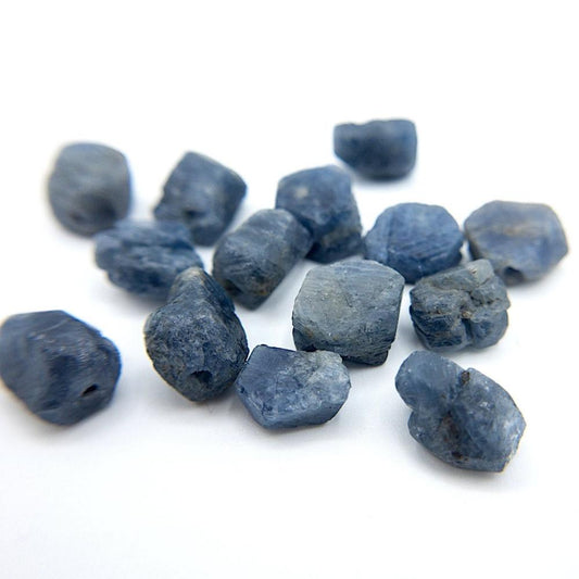 Raw BLUE SAPPHIRE Gemstone, Dainty SEPTEMBER Birthstone, 1mm Hole Center Drill, Throat Chakra, Loose Gemstone Retail & Wholesale (G09RAW) - UniqueBeadsNY