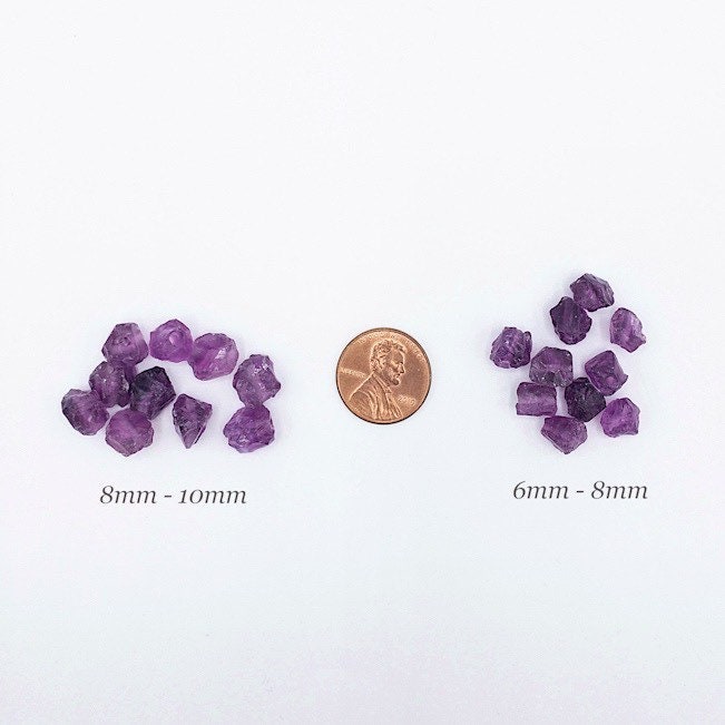 Raw AMETHYST Gemstone, Dainty FEBRUARY Birthstone, 1mm Hole Center Drill, Crown Chakra Crystal, Loose Gemstone, Retail & Wholesale (G02RAW) - UniqueBeadsNY