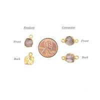 Raw ROSE QUARTZ Gemstone, Dainty OCTOBER Birthstone Pendant / Connector, Rough Cut Birthstone Charm 24K Gold Plated, 2 PCs  (G10)