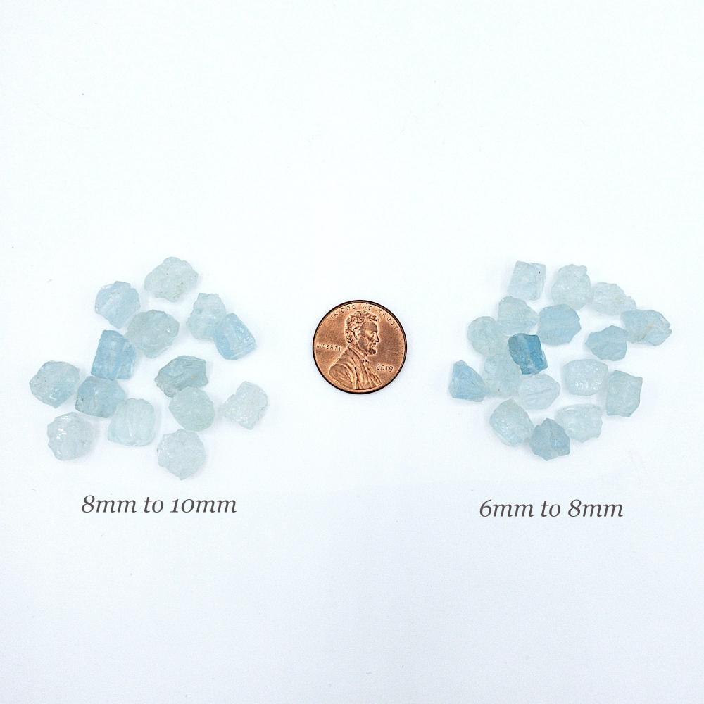 Raw AQUAMARINE Gemstone, Dainty MARCH Birthstone, 1mm Hole Center Drill, Throat Chakra, Loose Blue Crystal Beads Retail & Wholesale (G03RAW) - UniqueBeadsNY