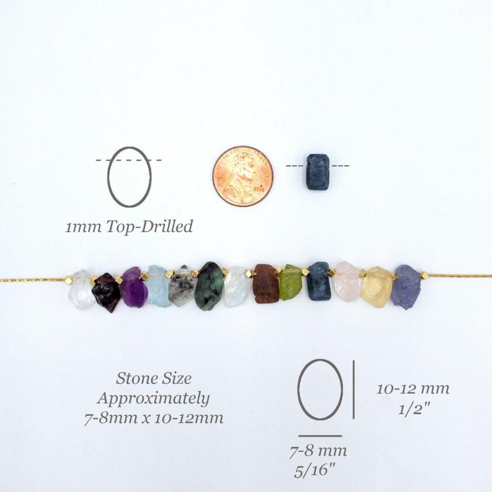 Birthstone Gemstone, Dainty Top-Drilled Pendants, 7-8mm x 10-12mm, Natural Gemstone Beads, Raw/ Rough Cut Nugget Shape, 1 PC (G18RAW) - UniqueBeadsNY