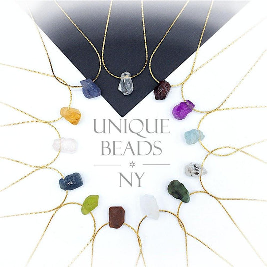 Birthstone Gemstone, Dainty Top-Drilled Pendants, 7-8mm x 10-12mm, Natural Gemstone Beads, Raw/ Rough Cut Nugget Shape, 1 PC (G18RAW) - UniqueBeadsNY
