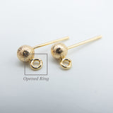 Ball Posts Stud Earring Post Finding in 18K Gold STARDUST Plating, 4mm with Attachment Loop, Nickel Free, Retail & Wholesale (BRER-0020G)