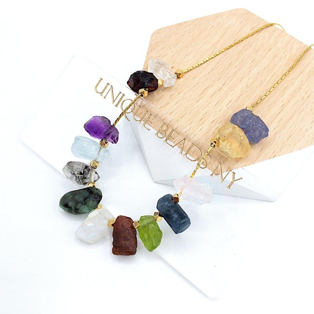 Birthstone Gemstone, Dainty Top-Drilled Pendants, 7-8mm x 10-12mm, Natural Gemstone Beads, Raw/ Rough Cut Nugget Shape, 1 PC (G18RAW) - UniqueBeadsNY
