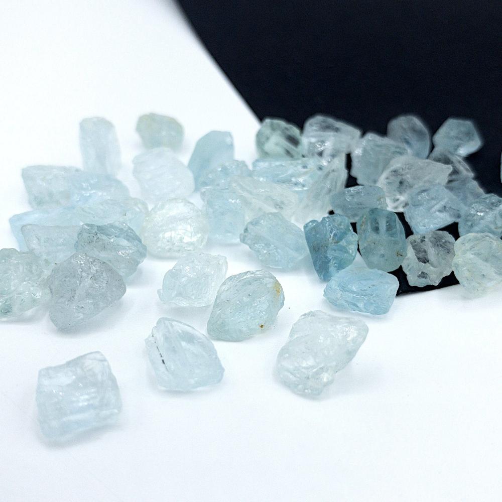 Raw AQUAMARINE Gemstone, Dainty MARCH Birthstone, 1mm Hole Center Drill, Throat Chakra, Loose Blue Crystal Beads Retail & Wholesale (G03RAW) - UniqueBeadsNY
