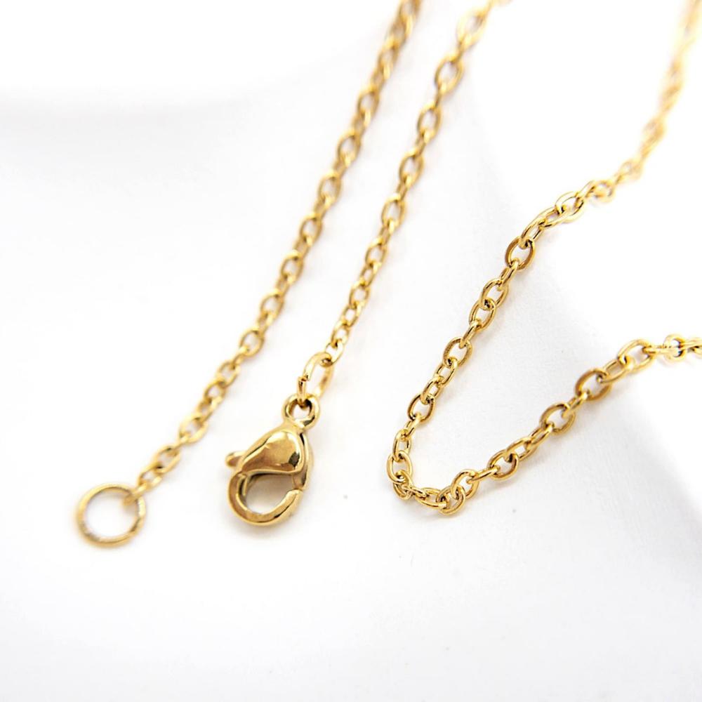 Necklace Cable Chain in 18", 20", and 24", Stainless Steel Necklace Link Chain in Gold with Lobster Claw Ready to Wear (CNST001G) - UniqueBeadsNY